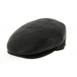 Casquette Plate Roadster Cuir Noire- Traclet