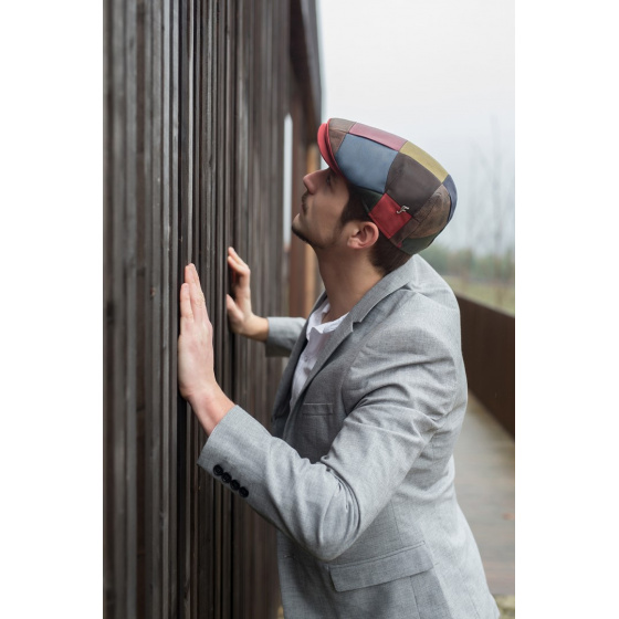 Chambéon Patchwork Leather Flat Cap - Fléchet Chambéon Patchwork Leather Flat Cap - Fléchet
