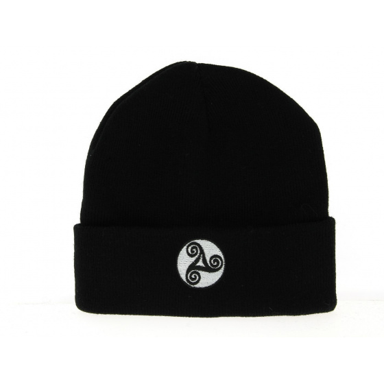 Black Triskell Cuff Beanie - Traclet