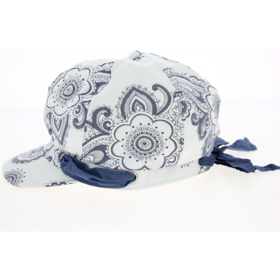Casquette Gavroche Blanche Coton Motifs Mandala- Traclet