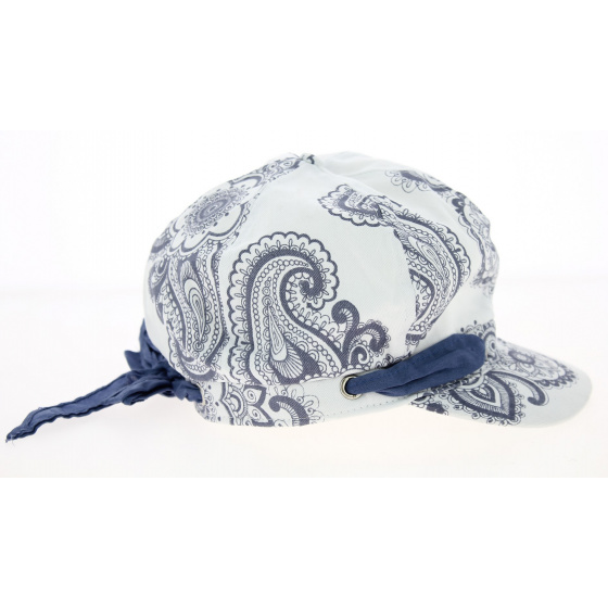 Casquette Gavroche Blanche Coton Motifs Mandala- Traclet