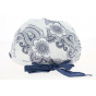 White Cotton Newsboy Cap with Mandala Pattern - Traclet