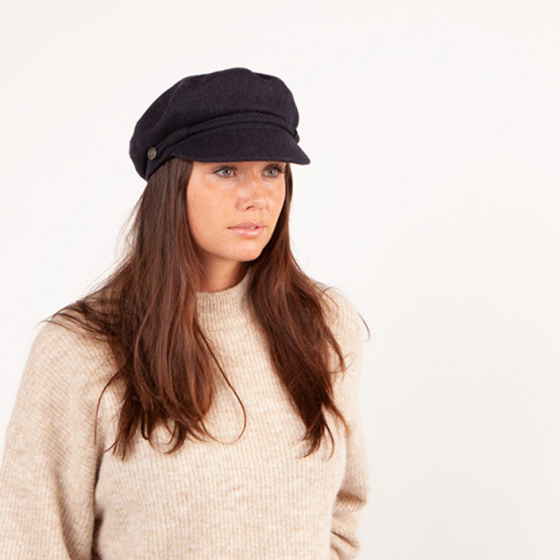 Black Wool Skipper Sailor Cap - Barts