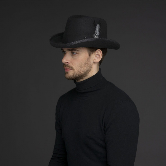 Chapeau Homburg Godfather Feutre Laine Noir - Bailey Chapeau Homburg Godfather Feutre Laine Noir - Bailey
