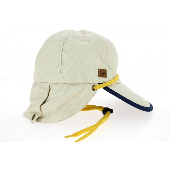 Anti-UV Neck Protection Cap Loïck Beige & Navy Blue - Soway