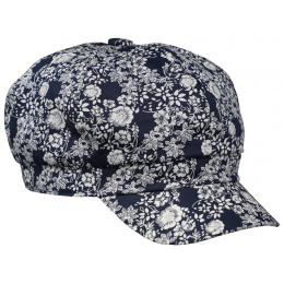 Navy Cotton Constance Summer Newsboy Cap - Traclet