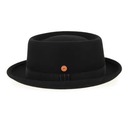 Black Wool Felt Porkpie Hat Ron - Mayser Reference: 10113 | Chapellerie Traclet