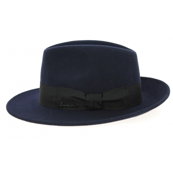 Chapeau Fedora O Goldwin Feutre Laine Marine- Herman