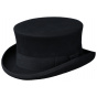 Black Wool Felt Semi Top Hat - Traclet