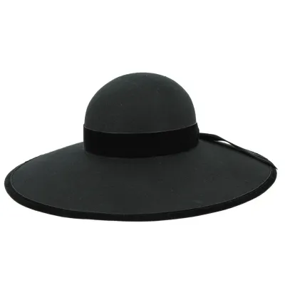 Wide Brim Chouan Wool Felt Capeline Black - Traclet Reference: 10118 | Traclet Hats