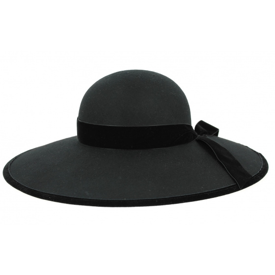 Wide Brim Chouan Wool Felt Capeline Black - Traclet