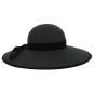 Wide Brim Chouan Capeline Black Wool Felt Hat - Traclet