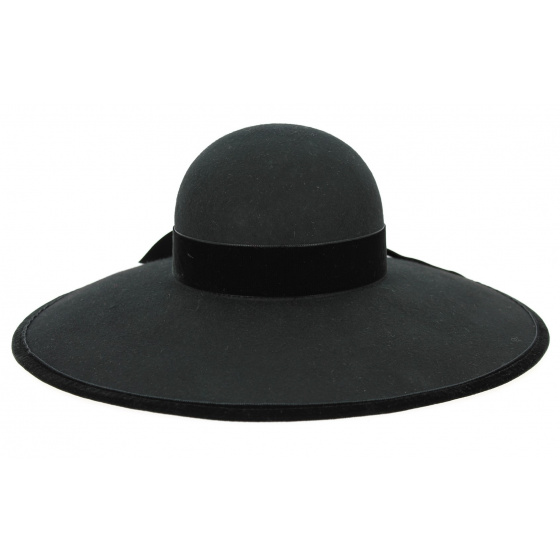 Capeline Chouan Larges Bords Feutre Laine Noire- Traclet Capeline Chouan Larges Bords Feutre Laine Noire- Traclet