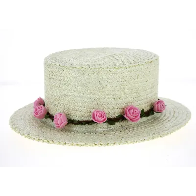 Canotier Femme Fleuri Triple Épaisseur Blanc- Traclet Reference : 10123 | Chapellerie Traclet