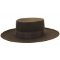 Santiago Cordobes Hat/Canotier Wool Felt Chocolate- Traclet
