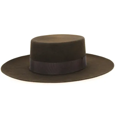 Chapeau Santiago Cordobes/Canotier Feutre Laine Chocolat- Traclet Reference : 10130 | Chapellerie Traclet