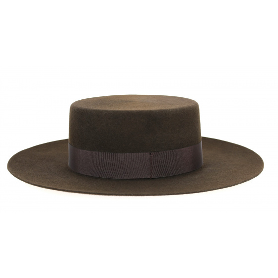 Chapeau Santiago Cordobes/Canotier Feutre Laine Chocolat- Traclet