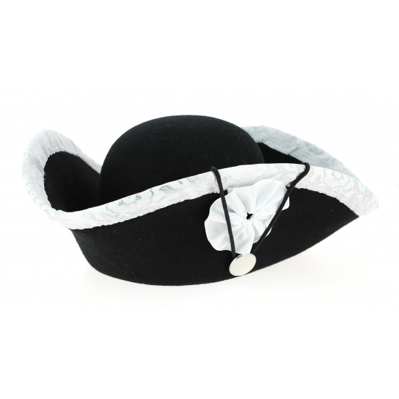 Revolution Tricorn with Silver Border Black Felt Revolution Tricorn with Silver Border Black Felt