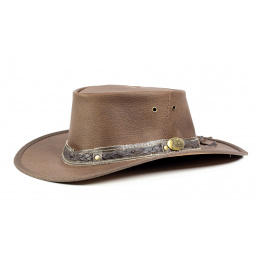 Traveller Hat Leather Roo Nomad Brown - Jacaru