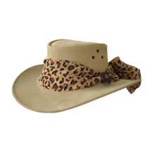 Chapeau Australien cuir femme Beige - Jacaru