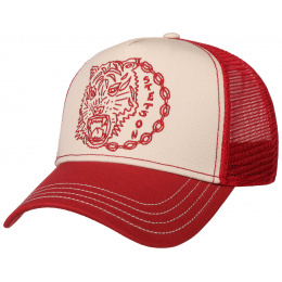 Casquette Baseball Trucker Tiger Chain Coton Rouge & Ecru- Stetson