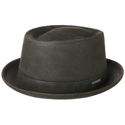 Chapeau Porkpie Coton Kaki & Noir- Stetson Reference : 10147 | Chapellerie Traclet