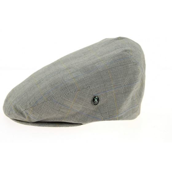 Casquette Plate Ekeren à Carreaux Grise Lin- City Sport