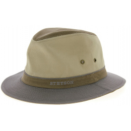 Traveller Safari Hat Grey & Beige Cotton- Stetson