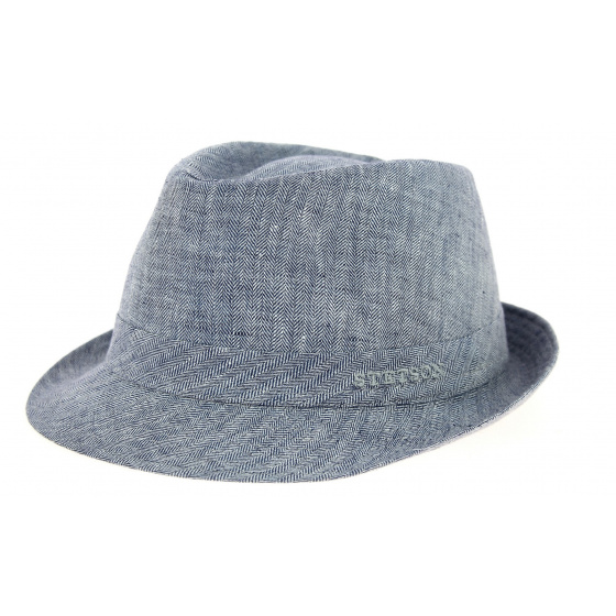 Stetson Osceola linen trilby hat in blue