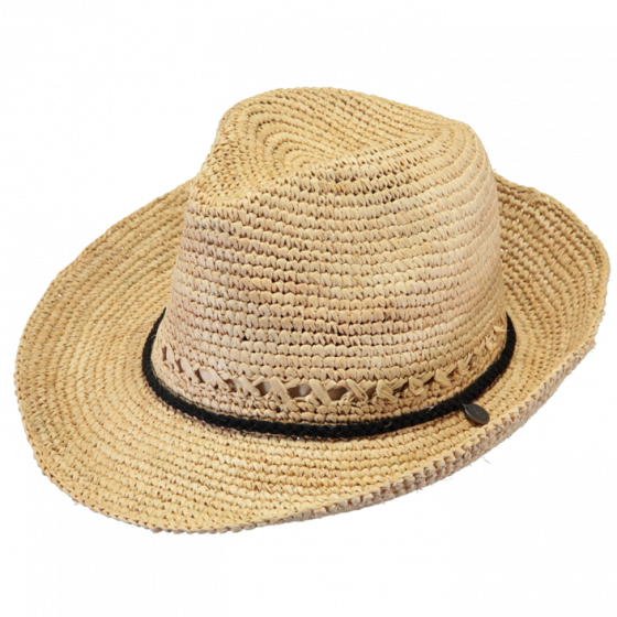 Hunze Natural Straw Trilby Hat - Barts