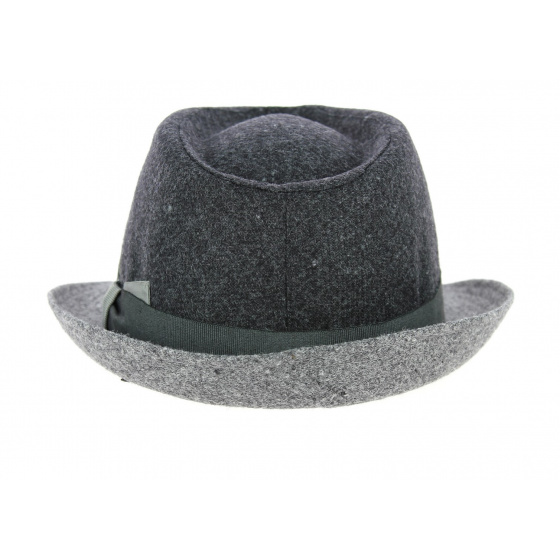 Dark Gray Wool Cabbia Trilby Hat - Traclet