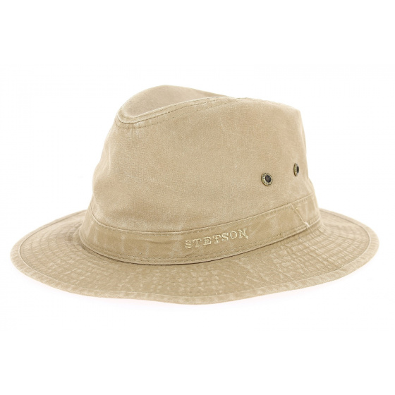 Chapeau Traveller Virginia Coton Biologique Beige Foncé UPF 40+ - Stetson