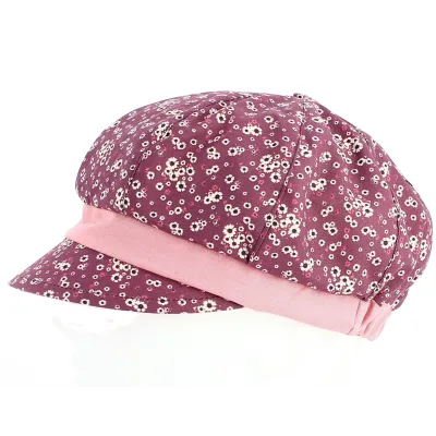 Summer Newsboy Cap Marguerite Linen & Cotton Plum - Traclet Reference: 4885 | Traclet Hatters
