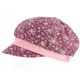 Summer Newsboy Cap Marguerite Linen & Cotton Plum - Traclet