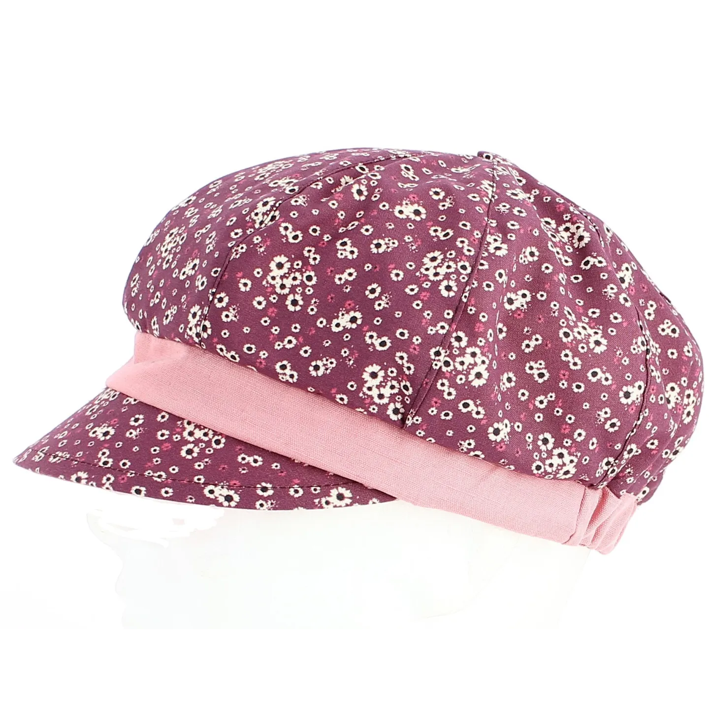 Summer Newsboy Cap Marguerite Linen & Cotton Plum - Traclet Reference: 4885 | Traclet Hatters