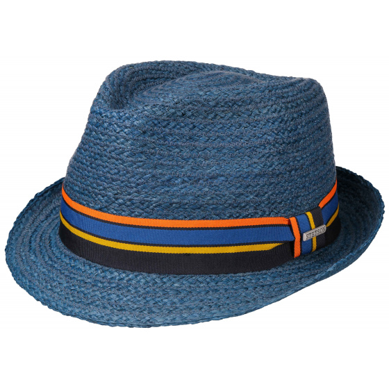 Blue Straw Trilby Hat Silver - Stetson