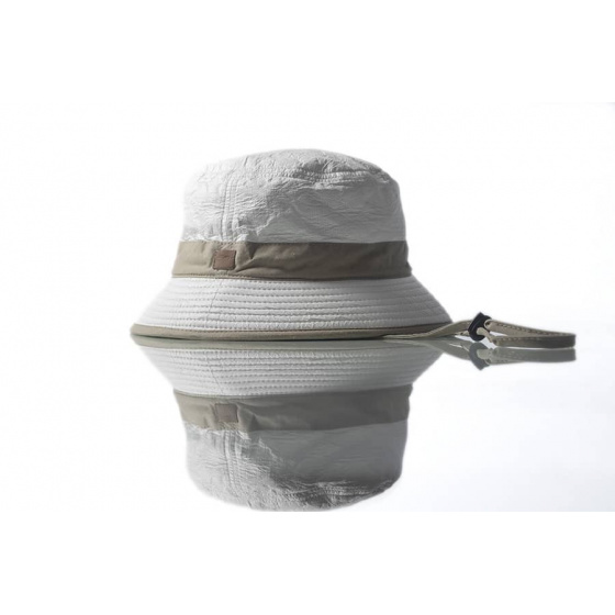 Amaury White & Beige Anti-UV Bucket Hat - Soway