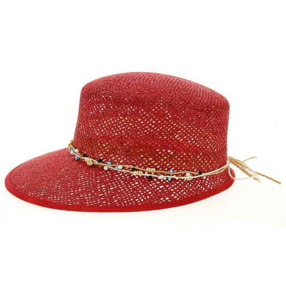Red Paper Straw Gioconda Cap - Traclet