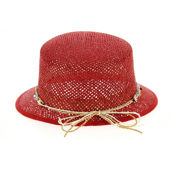 Casquette Gioconda Paille Papier Rouge - Traclet