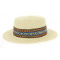 Azteca Straw Boater Hat Beige Paper- Traclet