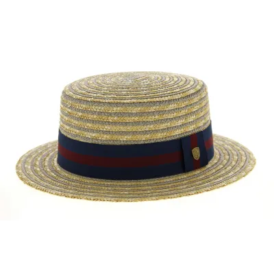 Chapeau Canotier Jibacoa Paille & Coton Rayé- Traclet Reference : 10340 | Chapellerie Traclet