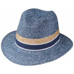 Matanzas Fedora Hat Paper Straw Denim Blue - Traclet