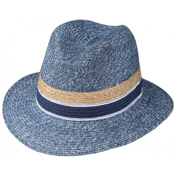 Matanzas Fedora Hat Paper Straw Denim Blue - Traclet