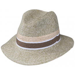 Matanzas Fedora Hat in Beige Paper Straw - Traclet