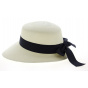Panama Straw Cap Giuditta Navy Ribbon
