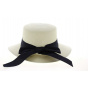 Panama Straw Cap Giuditta Navy Ribbon