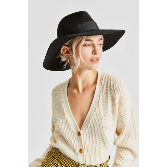 Piper Black Wool Felt Wide Brim Hat - Brixton Piper Black Wool Felt Wide Brim Hat - Brixton