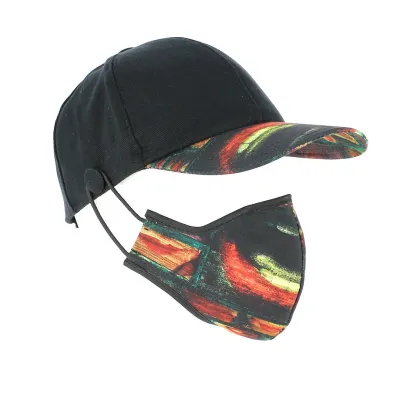 Baseball Cap + Black Cotton Mask Kit with Pattern - Traclet Reference: 10366 | Traclet Hat Shop