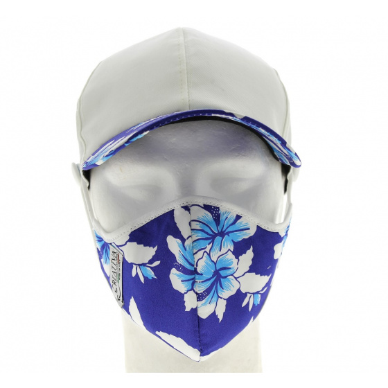 Baseball Cap + White & Blue Hawaii Cotton Mask Kit - Traclet