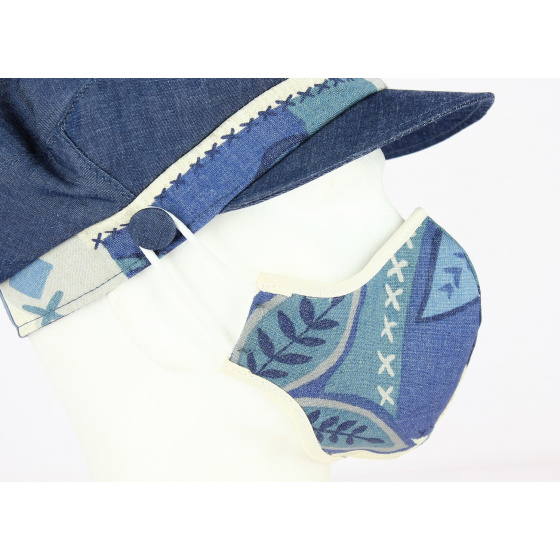 Kit Casquette Stewart + Masque Coton Blanc & Bleu Hawaii- Traclet Kit Casquette Stewart + Masque Coton Blanc & Bleu Hawaii- Traclet